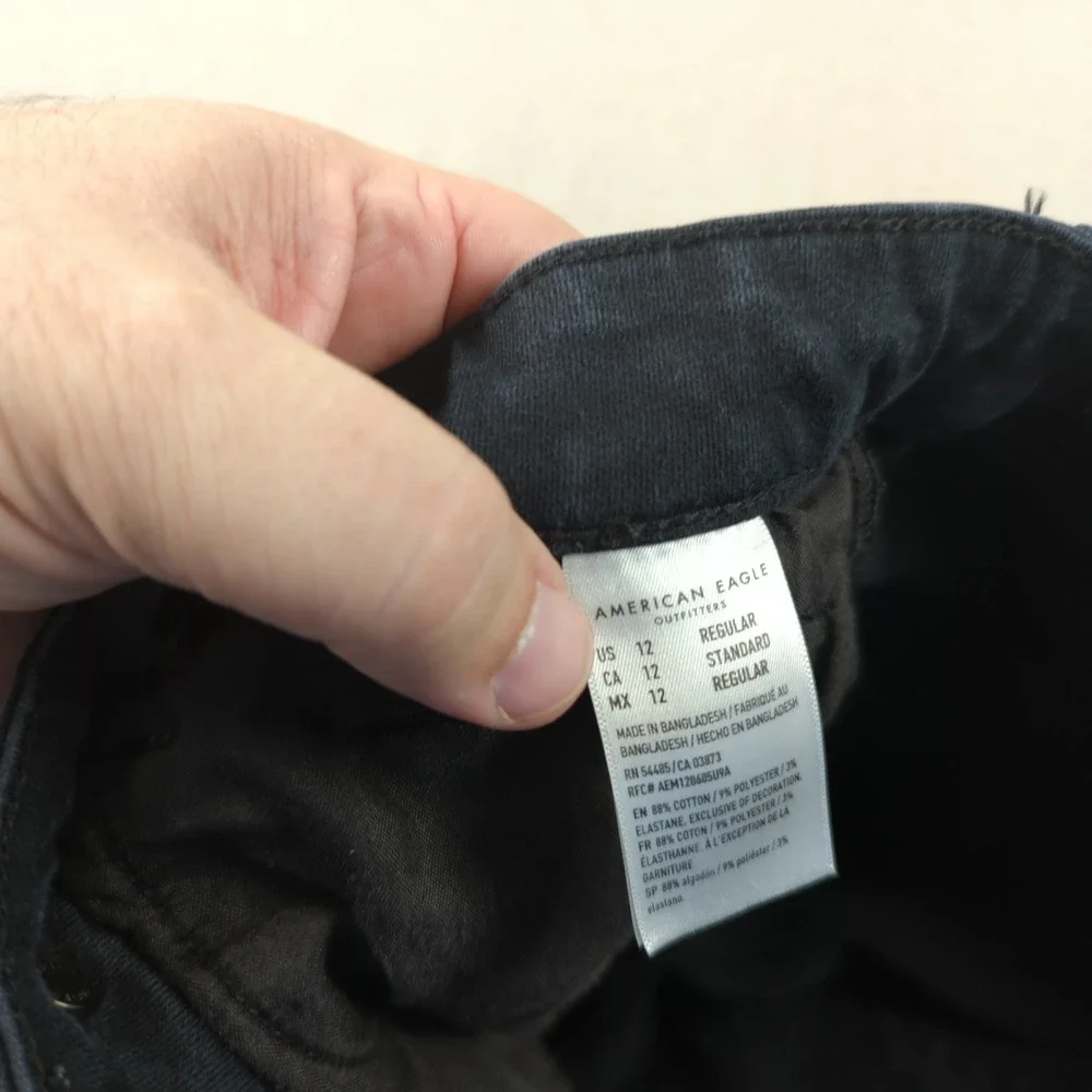 American Eagle Jeans Womens 12 Black‎ High Rise Skinny Kick Boot Cut Stretch